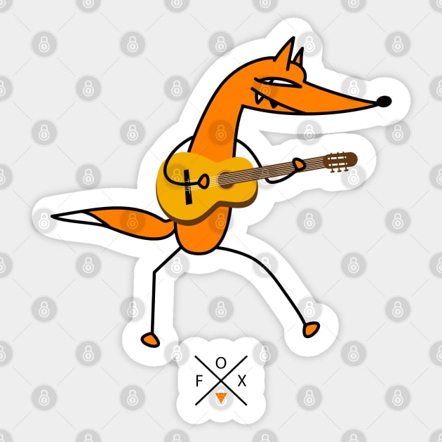 Clever guitarist fox Sticker by spontania